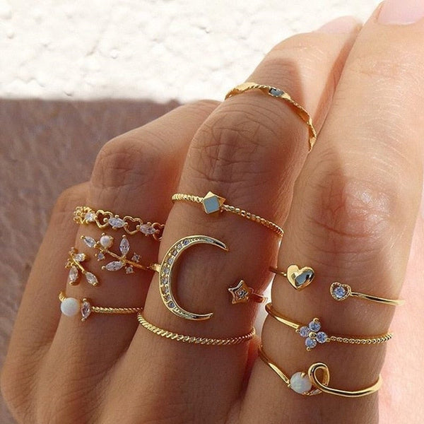 Boho™ | Silver and Gold Ring Set (10 Pairs)
