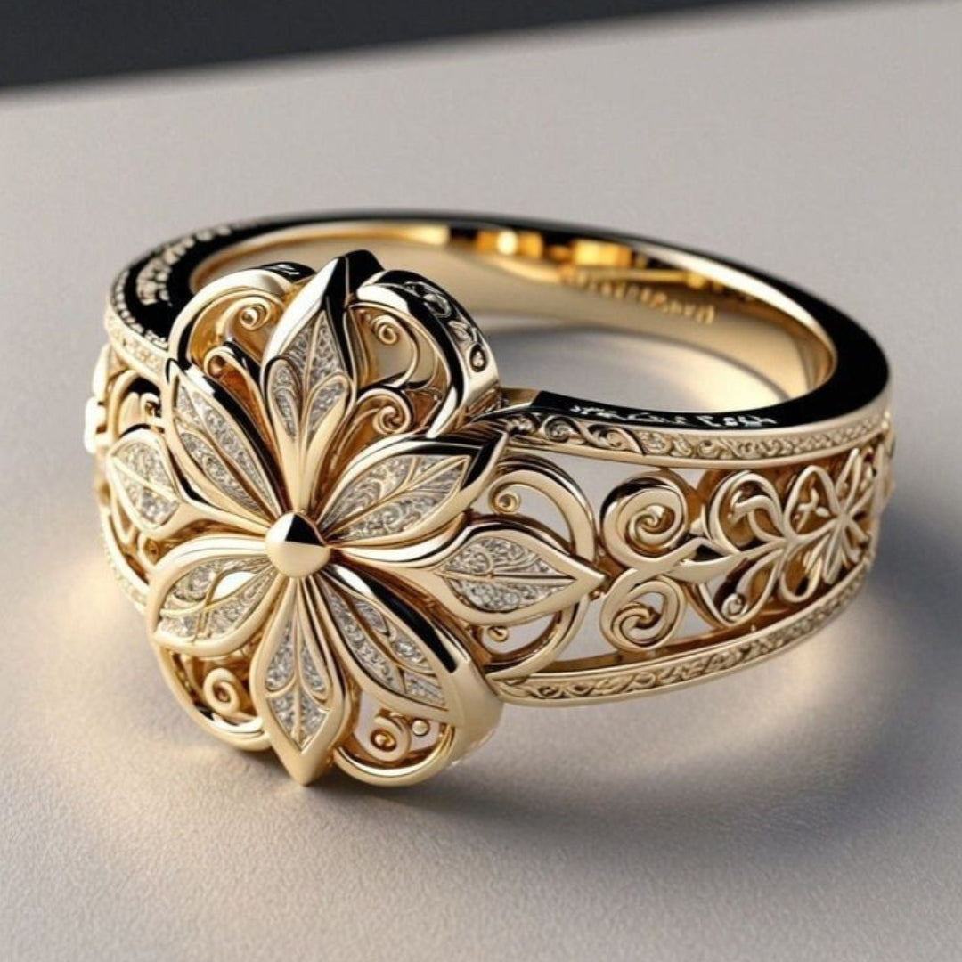 Flower Zirconia Exotic Gold Ring
