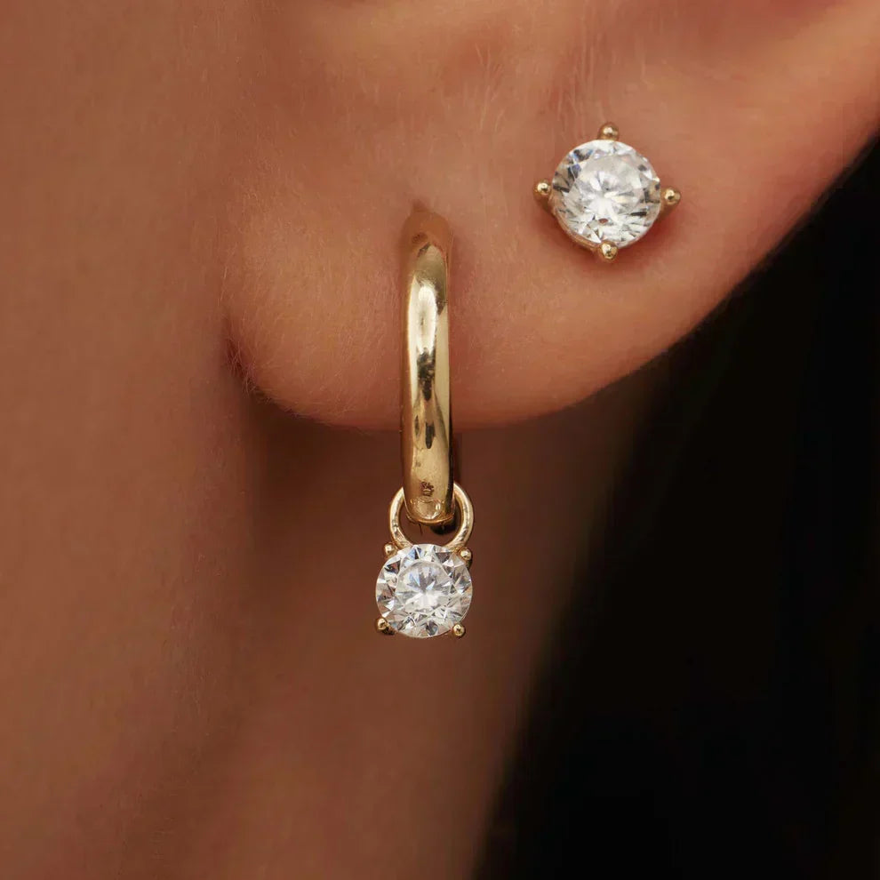 Celeste™ | Gold Stone Hoop Earrings