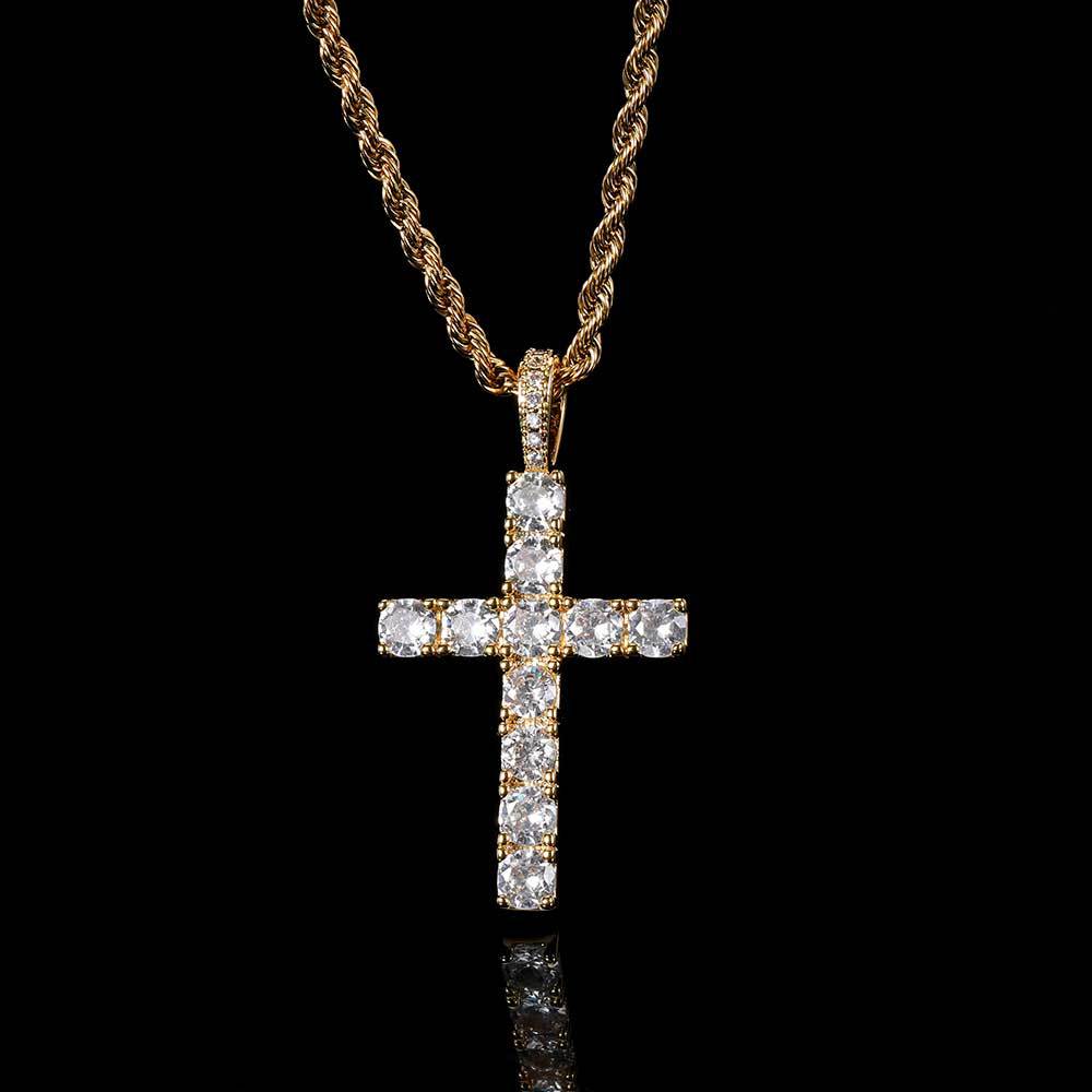 Faith™ | Gold Moissanite Cross Necklace