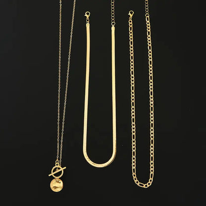 Savira Textured Coin Layered Necklace | Gold